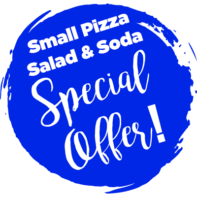 SMALL PIZZA WITH A SALAD AND A SODA